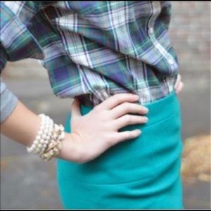 J. Crew Green Wool Mini Skirt